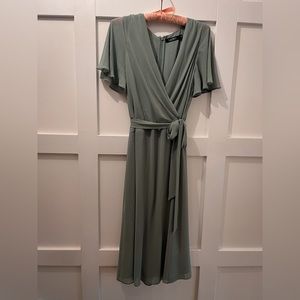 Ralph Lauren, V-Neck Flutter Sleeve Fit and Flare Midi Dress